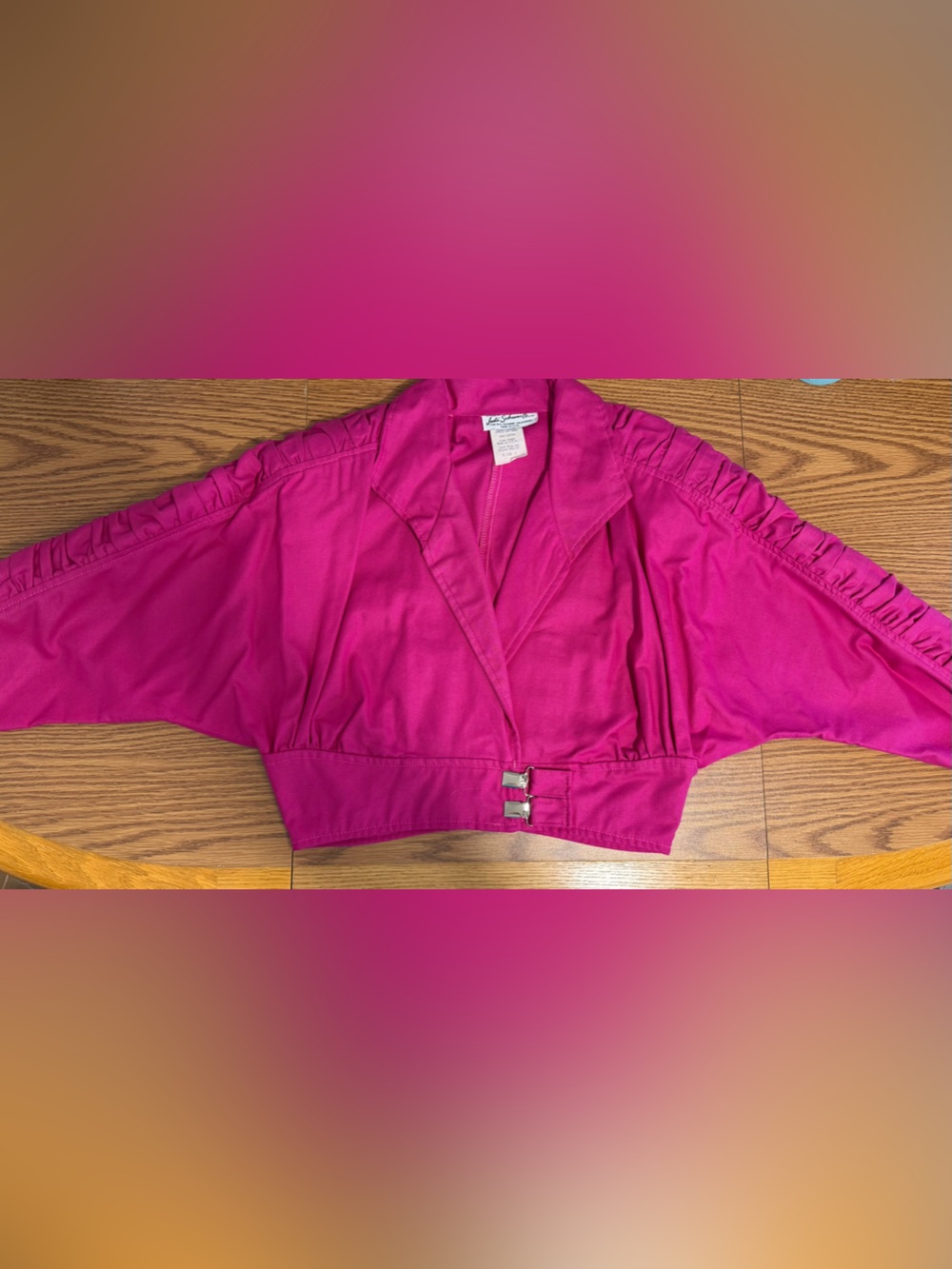 NWOT VTG 2 pc Chic Fun, Flirty Dress - Jacket Top w Ruched Bat Sleeves & Skirt - Picture 6 of 14
